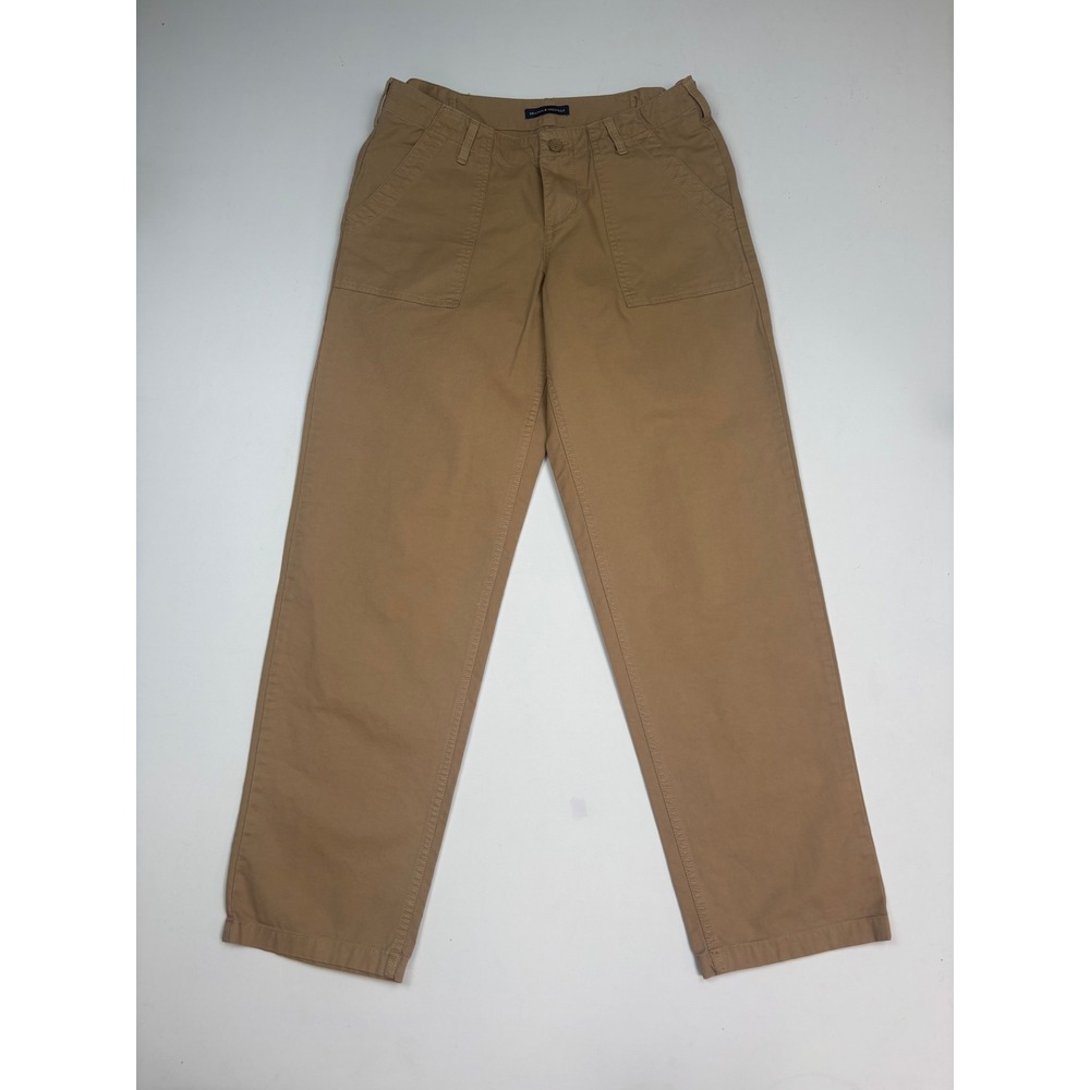 Brandy Melville Womens Tan Cotton Utility Straight Leg Pants Adj Waist 160